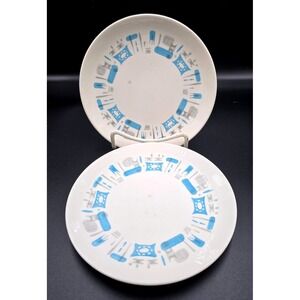6.25"‎ Vintage 1950's Blue Heaven Dessert Salad Plates Set of 2 MCM